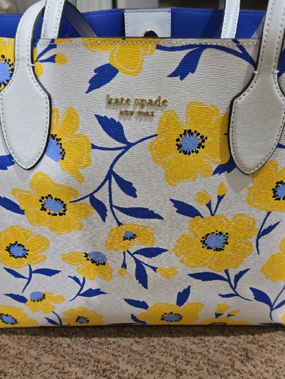 NWOT-Kate Spade Bleeker Sunshine Tote with Blue Pouch - Picture 3 of 14